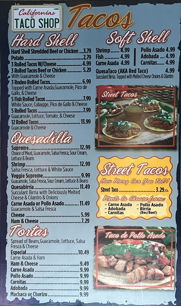 California's Taco Shop Menu - Image 3